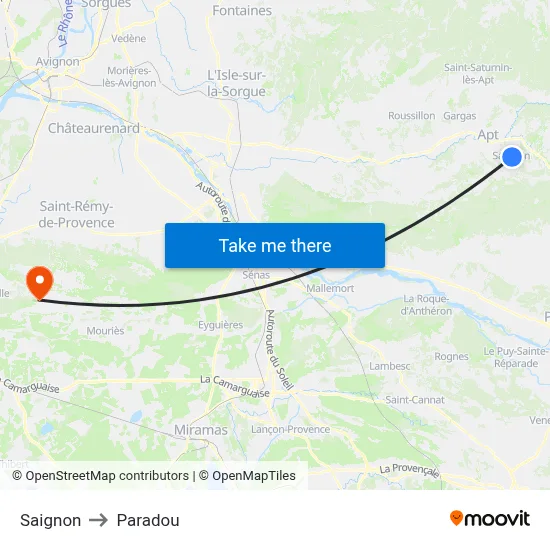 Saignon to Paradou map