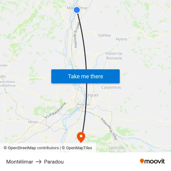 Montélimar to Paradou map