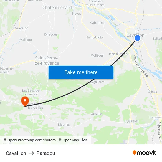 Cavaillon to Paradou map