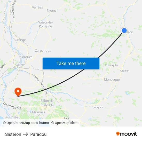 Sisteron to Paradou map