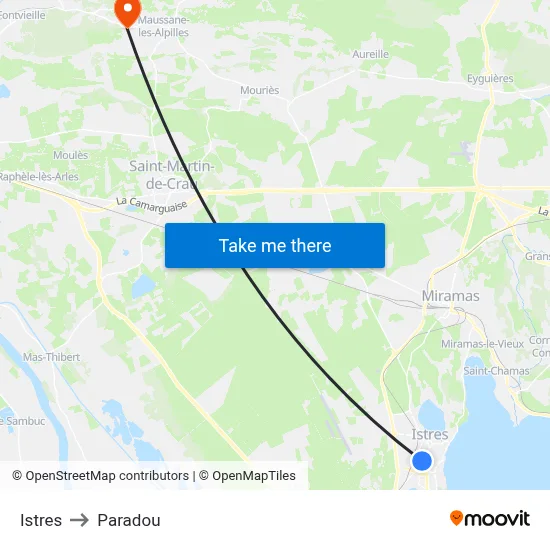 Istres to Paradou map