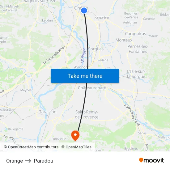 Orange to Paradou map