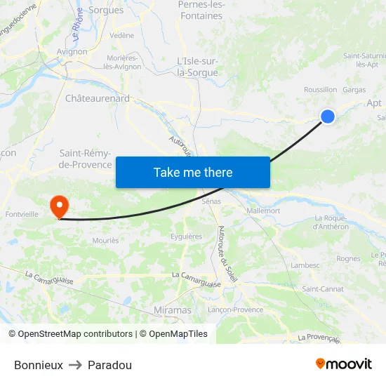 Bonnieux to Paradou map