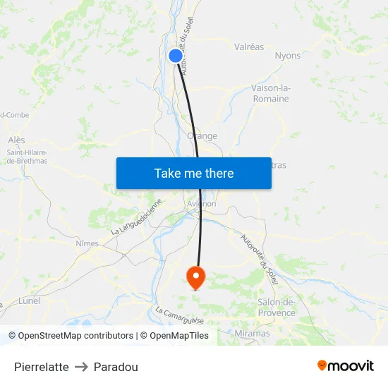 Pierrelatte to Paradou map