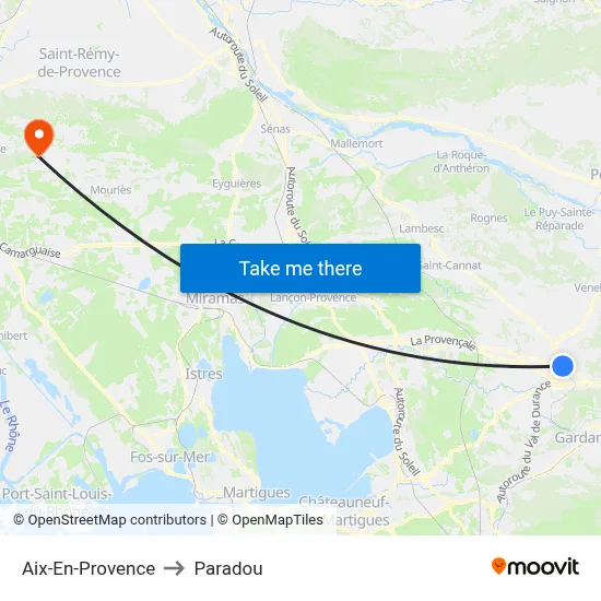 Aix-En-Provence to Paradou map