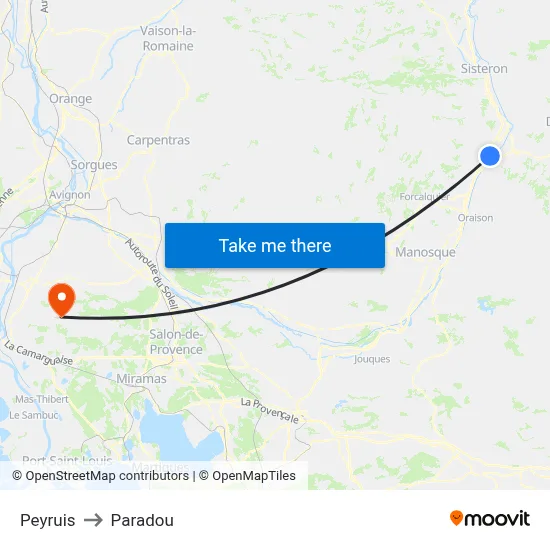 Peyruis to Paradou map