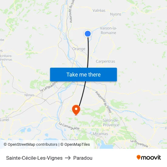 Sainte-Cécile-Les-Vignes to Paradou map