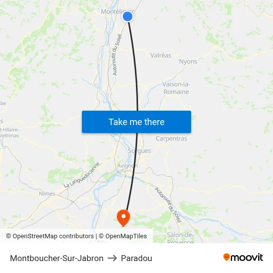 Montboucher-Sur-Jabron to Paradou map