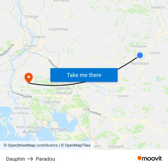 Dauphin to Paradou map