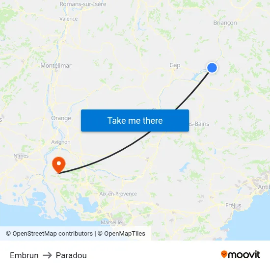 Embrun to Paradou map