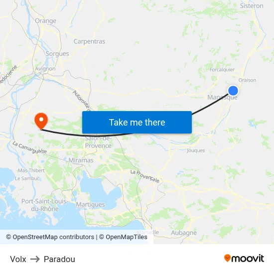 Volx to Paradou map