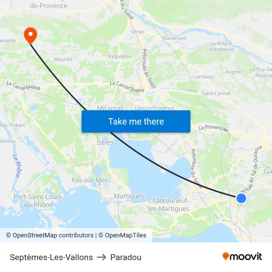 Septèmes-Les-Vallons to Paradou map