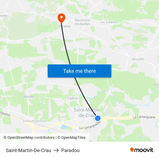 Saint-Martin-De-Crau to Paradou map
