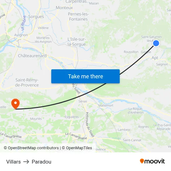 Villars to Paradou map