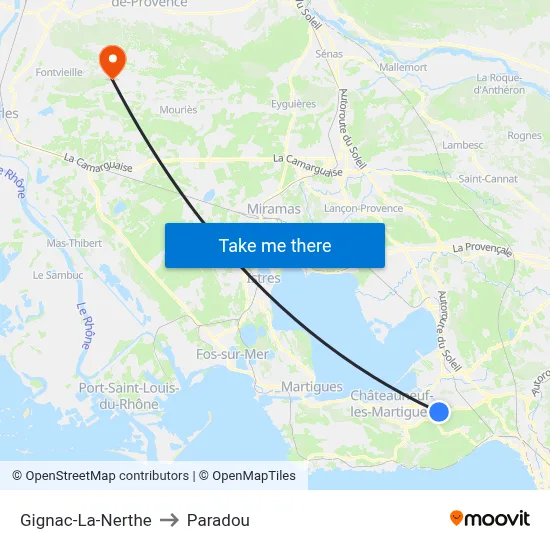 Gignac-La-Nerthe to Paradou map