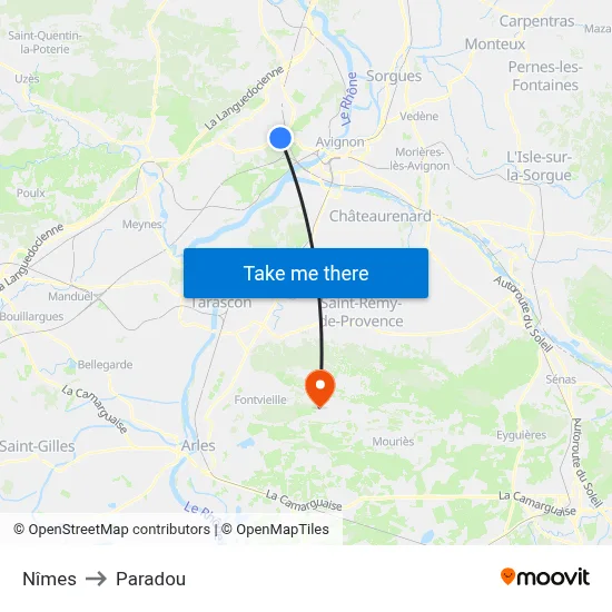 Nîmes to Paradou map