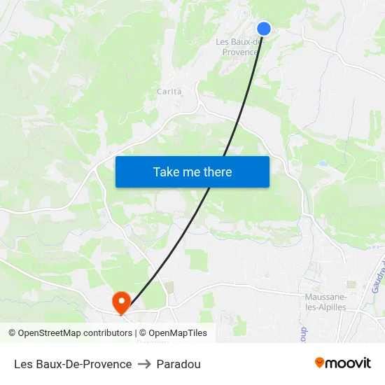 Les Baux-De-Provence to Paradou map
