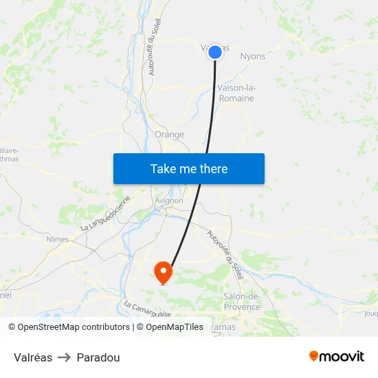 Valréas to Paradou map