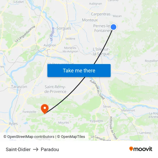 Saint-Didier to Paradou map