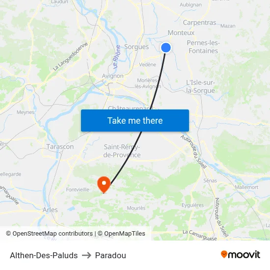 Althen-Des-Paluds to Paradou map