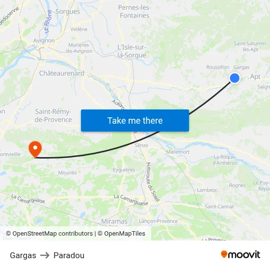 Gargas to Paradou map