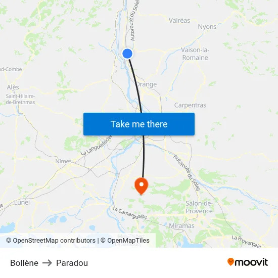 Bollène to Paradou map