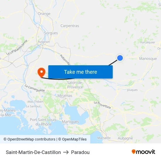 Saint-Martin-De-Castillon to Paradou map