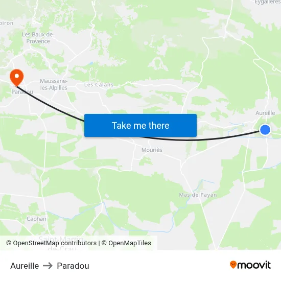 Aureille to Paradou map