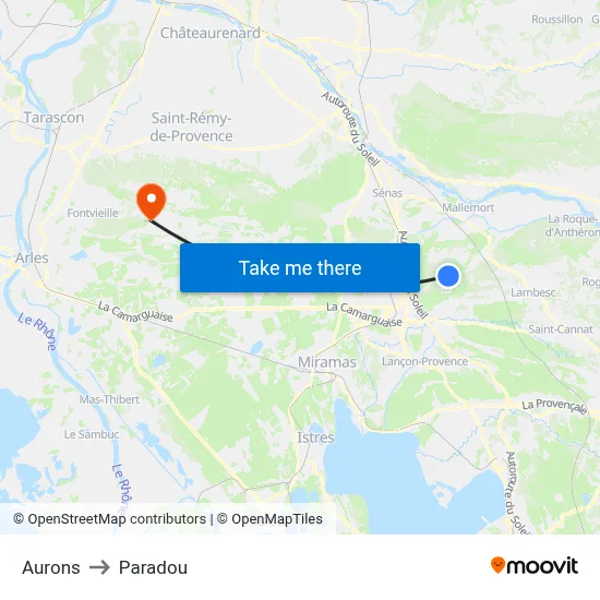 Aurons to Paradou map