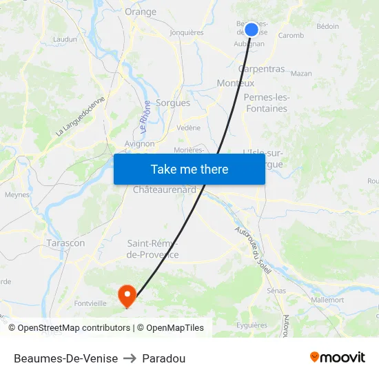 Beaumes-De-Venise to Paradou map