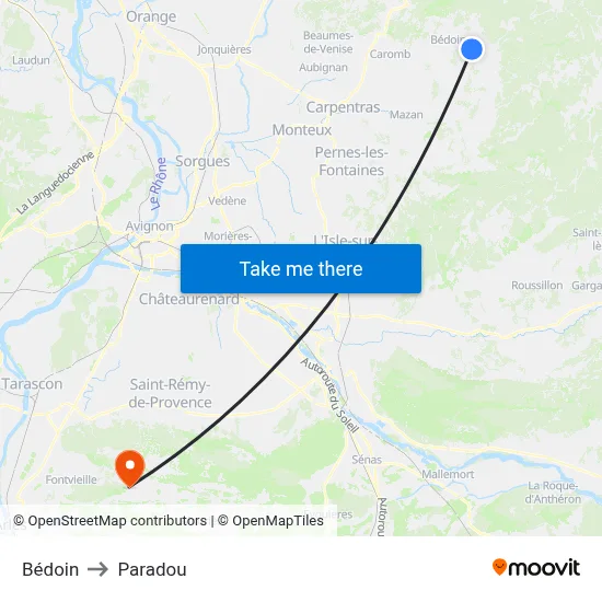 Bédoin to Paradou map
