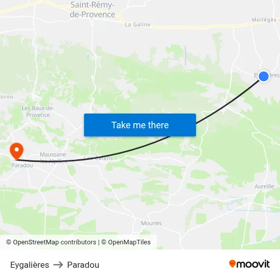 Eygalières to Paradou map