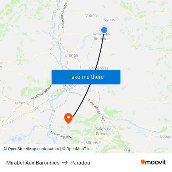 Mirabel-Aux-Baronnies to Paradou map