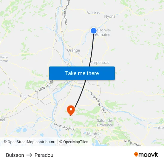 Buisson to Paradou map