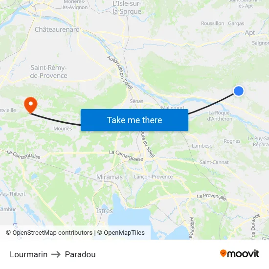 Lourmarin to Paradou map