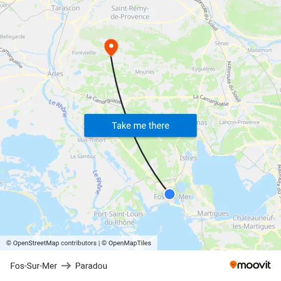 Fos-Sur-Mer to Paradou map