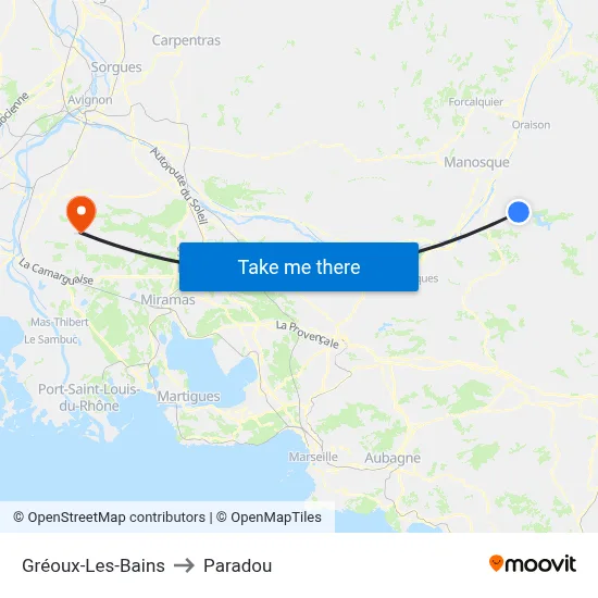 Gréoux-Les-Bains to Paradou map