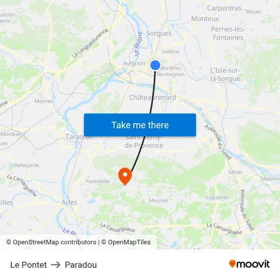 Le Pontet to Paradou map