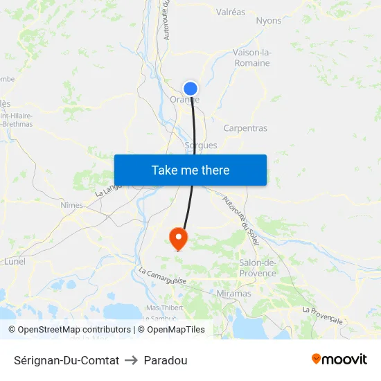 Sérignan-Du-Comtat to Paradou map