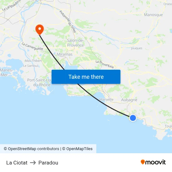 La Ciotat to Paradou map