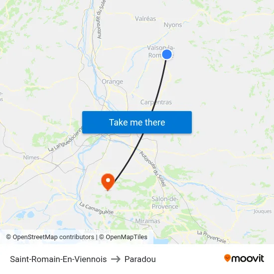 Saint-Romain-En-Viennois to Paradou map