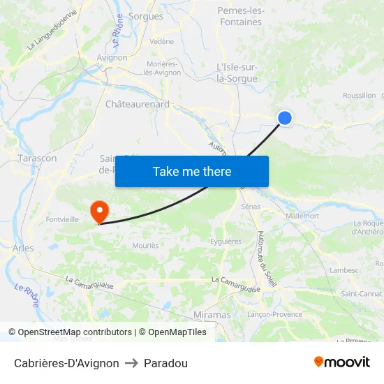Cabrières-D'Avignon to Paradou map