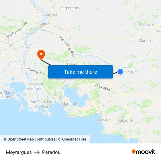 Meyrargues to Paradou map