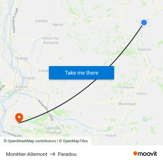 Monêtier-Allemont to Paradou map