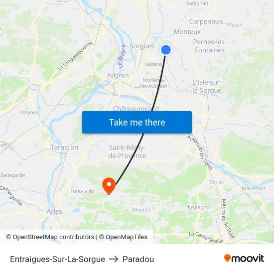 Entraigues-Sur-La-Sorgue to Paradou map