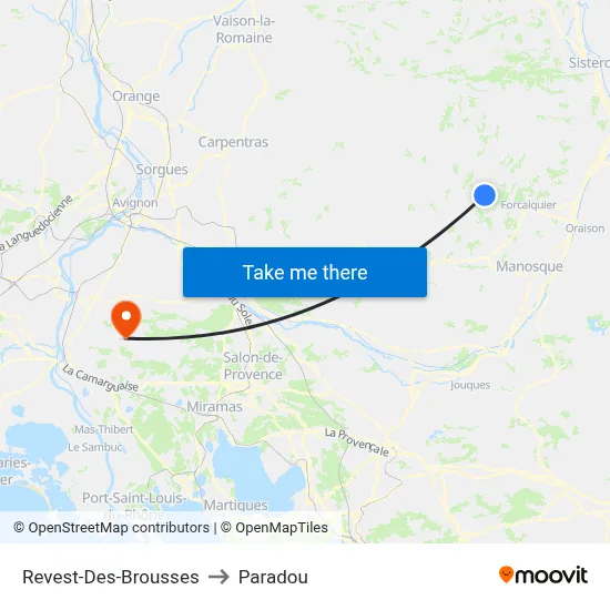 Revest-Des-Brousses to Paradou map