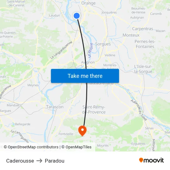Caderousse to Paradou map