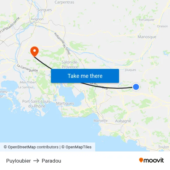 Puyloubier to Paradou map