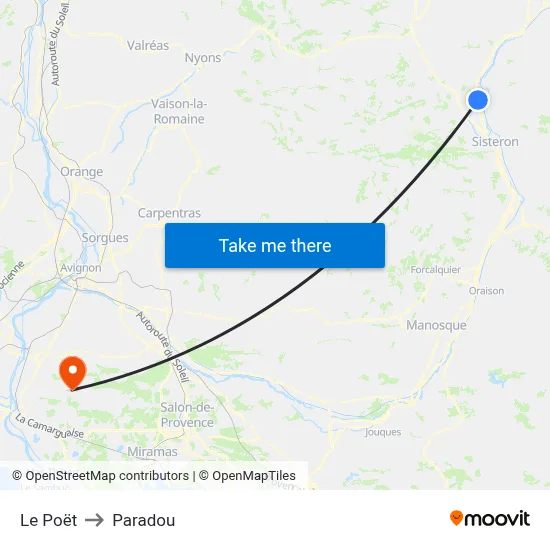 Le Poët to Paradou map