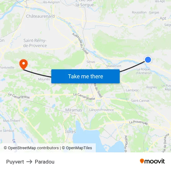 Puyvert to Paradou map